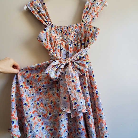 Johnny Martin floral dress with straps tie back, drape bust details, size 1 - Picture 8 of 8